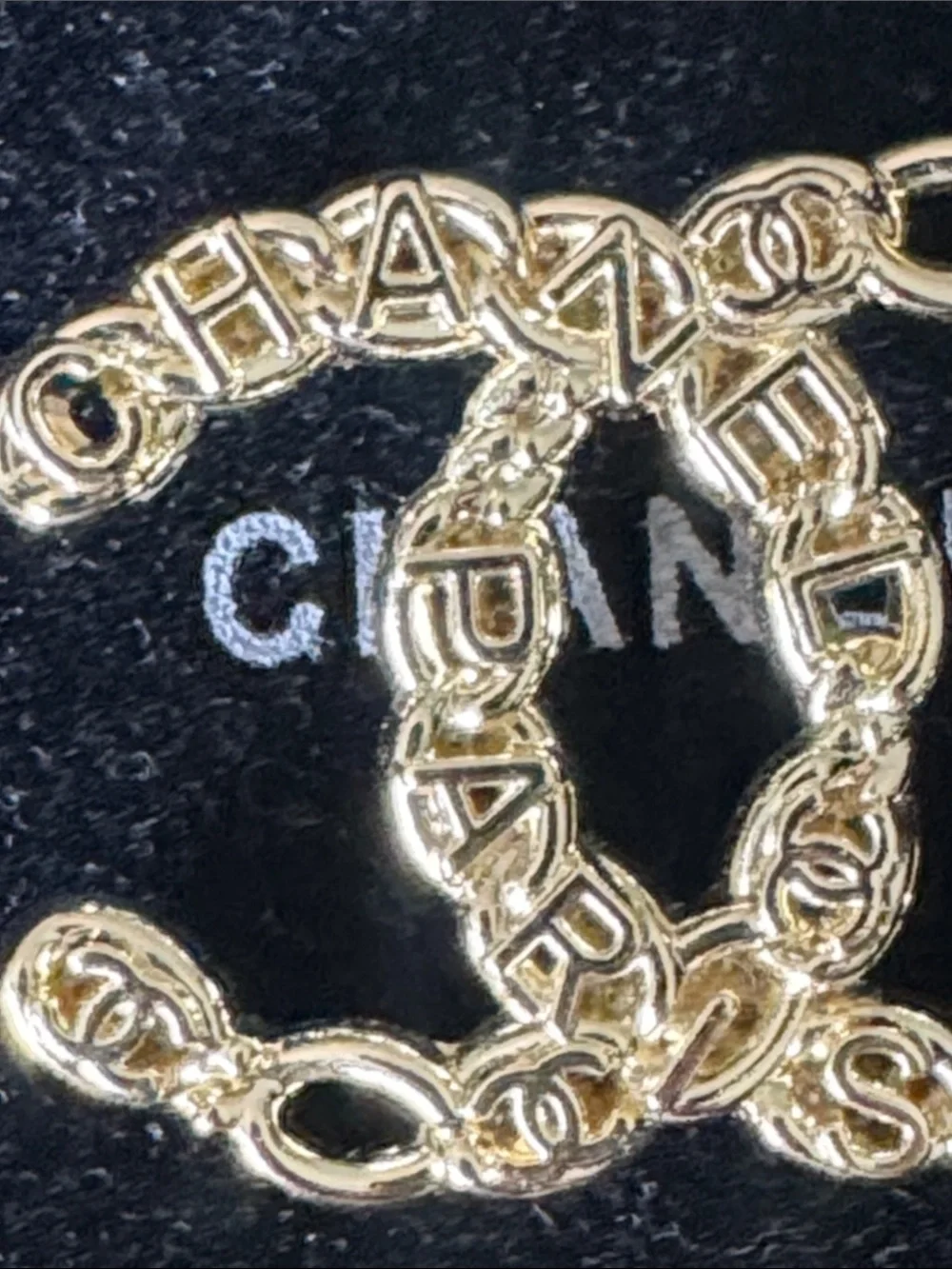 EUC CHANEL Gold Double C Chain-Link Logo Brooch
